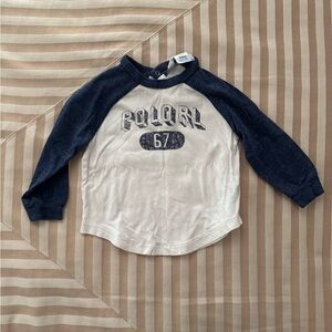 Ralph Lauren Long Sleeve Blue and White Raglan Tee